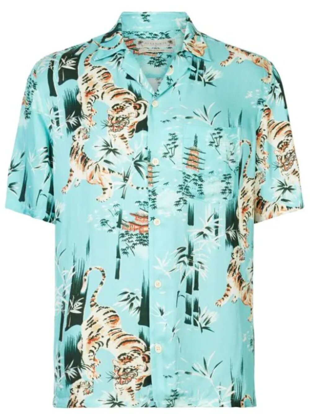 All Saints Tagise Tiger Print Hawaiian Camp Shirt Sz. XXL